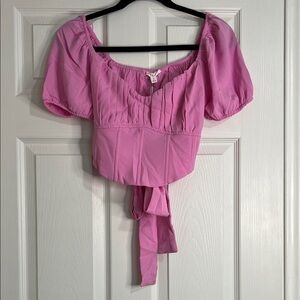 Blu Pepper Pink Puff Sleeve Blouse